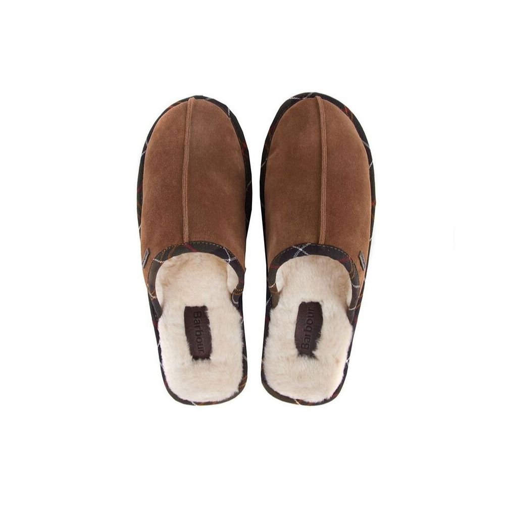 Barbour Mens Malone Slippers in Camel Suede