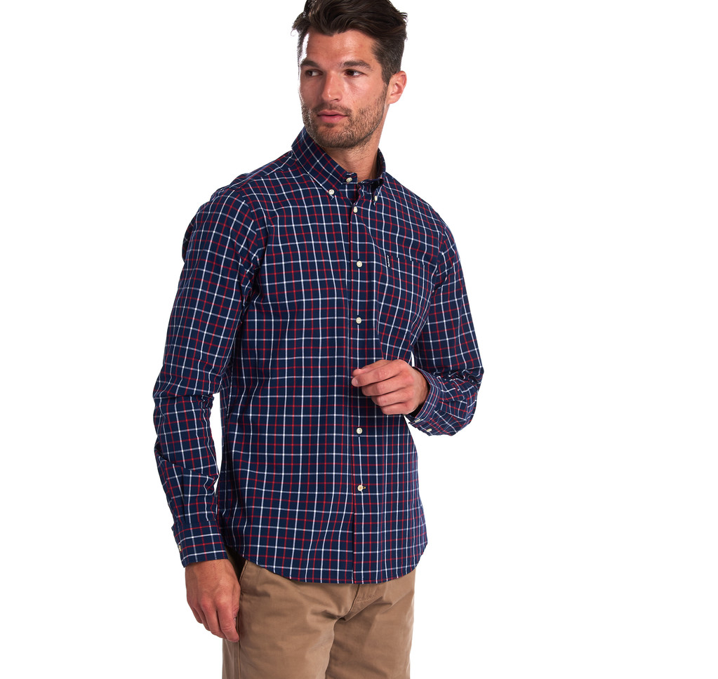 Barbour Mens Tattersall 13 Long Sleeved Check Shirt In Navy