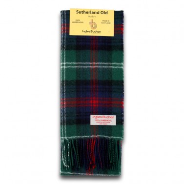 Sutherland Old Tartan Scarf Made in Scotland 100% Wool Scottish Plaid