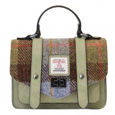 Islander Mini Saddle Bag with Harris Tweed in Chestnut & Blue Tartan ...