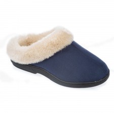 Ladies Fur Lined Clog Slippers in Purple by Somerset Footwear