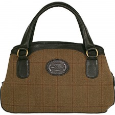 Country Cognac Small Gladstone in Leather & Light Brown Tweed